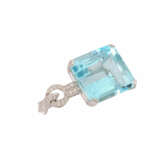 Pendant with aquamarine about 25 ct topped with diamonds, - photo 5
