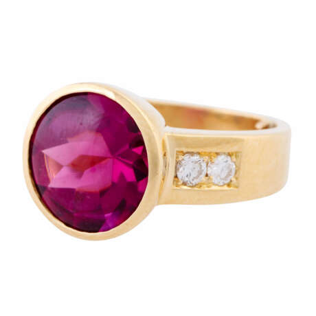 Ring with fine raspberry tourmaline and 4 diamonds - photo 5