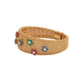 Braided bracelet with flowers of rubies, sapphires, emeralds and diamonds, - фото 3