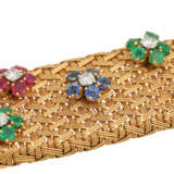 Braided bracelet with flowers of rubies, sapphires, emeralds and diamonds, - Foto 5