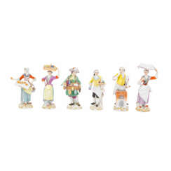 MEISSEN, set of 6 figures from the series "Cris de Paris" 20th c.