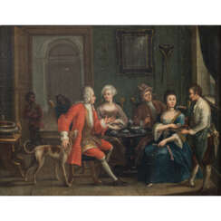 FRENCH SCHOOL OF THE XVII CENTURY "Nobles having coffee in the salon".