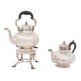 EDUARD WOLLENWEBER "Kettle on rechaud and teapot", early 20th c., 800s. Silver - Foto 1