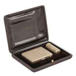 Noble set of powder compact and lipstick case,
