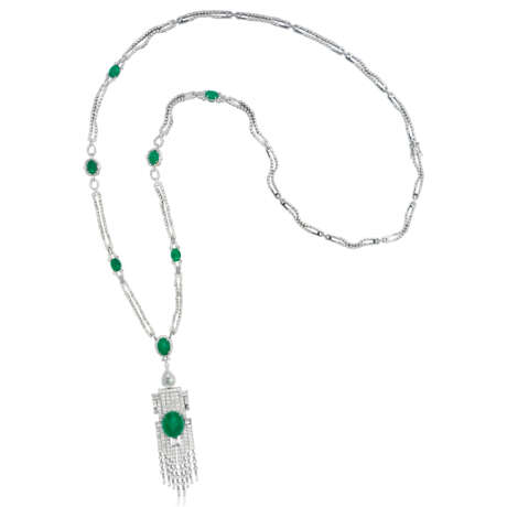 EMERALD AND DIAMOND PENDENT NECKLACE - photo 1