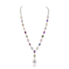 COLOURED SAPPHIRE, SAPPHIRE AND DIAMOND NECKLACE