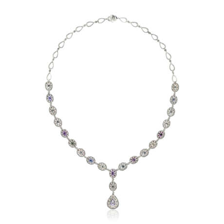 COLOURED SAPPHIRE, SAPPHIRE AND DIAMOND NECKLACE - фото 2