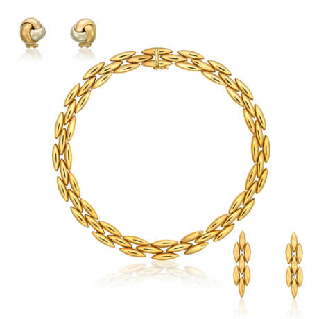NO RESERVE - CARTIER 'GENTIANE' NECKLACE AND EARRINGS SET; TOGETHER WITH CARTIER 'TRINITY' EARRINGS - Foto 1