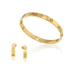 NO RESERVE - CARTIER 'LOVE' BANGLE AND EARRING SET