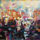 Вечерний чай Canvas on the subframe Oil painting Impressionism натюрморт в пейзаже минск 2017 - photo 1