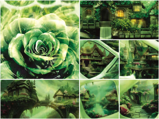 Спокойствие миров Зеленой розы Papier digital art Abstraction géométrique абстрактная картина Russie 2023 - photo 4
