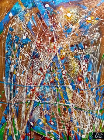 картина акрилом “Пастораль весенняя”, Primed fiberboard, Acrylic on fiberboard, Abstractionism, формальная композиция, Беларусь Гомель, 2022 - photo 1