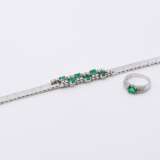 Mixed Lot: Emerald Diamond Ring and Emerald Diamond Bracelet - photo 1