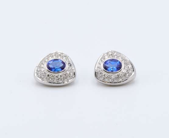Tanzanite Diamond Stud Earrings - Foto 1