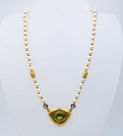 Peridot Pearl Necklace - фото 1