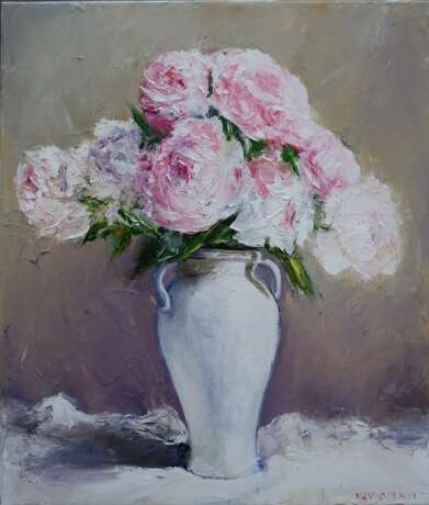 Peonies in daylight Canvas on the subframe Oil on canvas Slovakia 2022 - photo 1