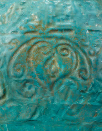 A MONUMENTAL MOULDED TURQUOISE-GLAZED POTTERY JUG - photo 4
