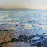 Ледяной закат в Большом Голоустном Canvas on the subframe Oil Impressionism Landscape painting Russia 2022 - photo 2