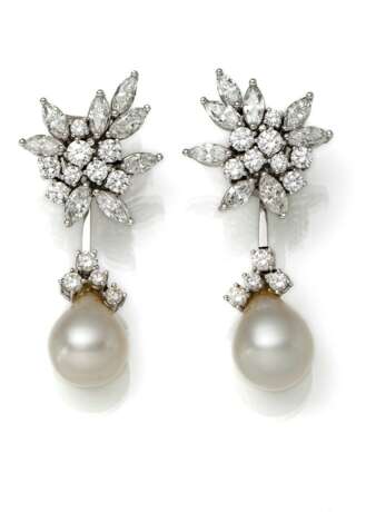 Paar feine Brillant - Perlen Ohrhänger - Foto 1