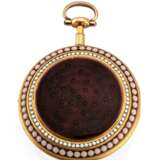 Feine Gold-Email-Taschenuhr mit perlbesetzten Lunetten - Foto 2