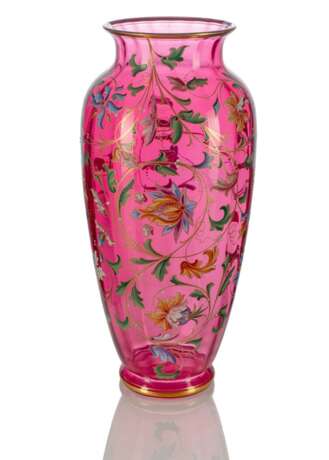 Grosse Jugendstil Vase mit floraler Emailbemalung - Foto 1