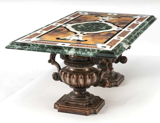 Pietra-Dura-Tischplatte mit zwei Vasen-Füßen - photo 3