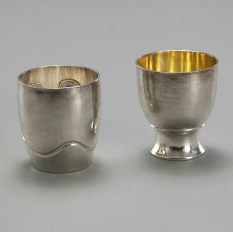 Zwei Silberbecher mit Glas- und Bergkristall - Foto 2