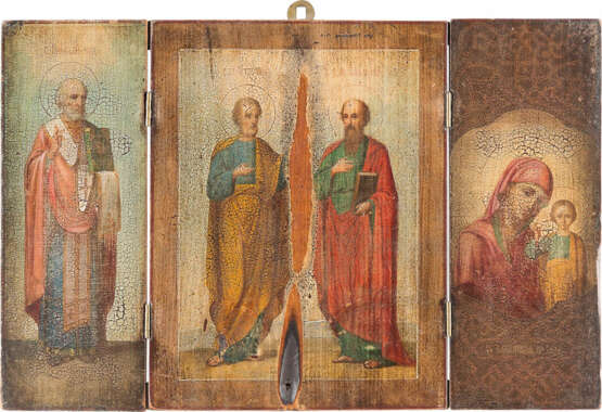 TRIPTYCHON MIT DEN APOSTELN PETRUS UND PAULUS, DEM HEILIGEN NIKOLAUS VON MYRA UND DER GOTTESMUTTER VON KASAN - photo 1