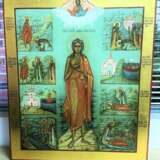 Преп. Мария Египетская с клеймами Bord иконопись темперой Art religieux житийная икона Russie 2022 - photo 2