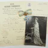 Bayern: Theresien-Orden, Kreuz der Ehrendame, mit Verleihungsurkunde für die Majorswitwe Marie Gräfin von Bullion. - Foto 1
