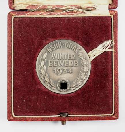 NSKK-DDAC: Winterbewerb 1934 Plakette, im Etui. - Foto 1