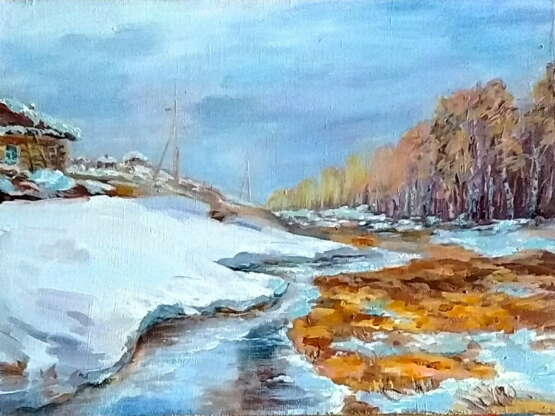 На краю зимы Canvas Oil paint Impressionism Landscape painting 2018 - photo 1