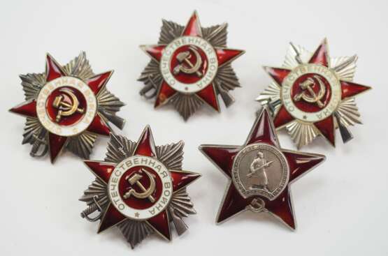 Sowjetunion: Orden des Vaterländischen Krieges, 2. Modell, 2. Typ, 2. Klasse - 4 Exemplare. - фото 1