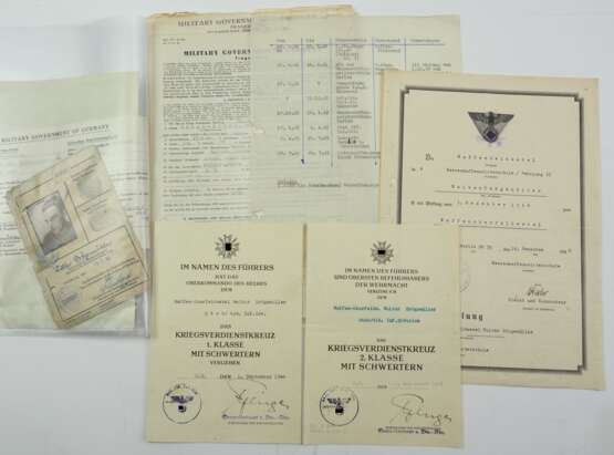 Urkundennachlass eines Waffen-Oberfeldwebel des Stabs der 416. Infanterie-Division. - Foto 1