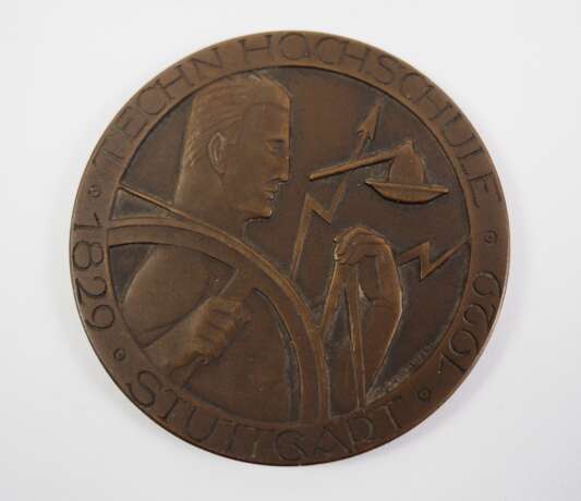 Württemberg: Medaille auf das 100jährige Bestehen der Technischen Hochschule Stuttgart 1829-1929, im Etui. - Foto 2