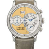 F.P. JOURNE. AN EARLY AND VERY RARE PLATINUM AUTOMATIC FLYBACK CHRONOGRAPH WRISTWATCH WITH BRASS MOVEMENT AND DATE - фото 1