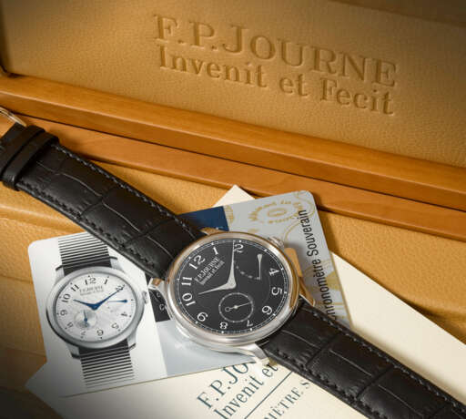 F.P. JOURNE. AN EXCLUSIVE AND VERY ATTRACTIVE PLATINUM WRISTWATCH WITH POWER RESERVE AND BLACK DIAL - фото 3