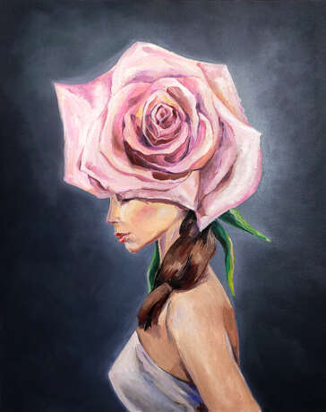 The girl is a rose. Масло на холсте на картоне Ölgemälde Abstrakte Kunst женский образ Kasachstan 2023 - Foto 1