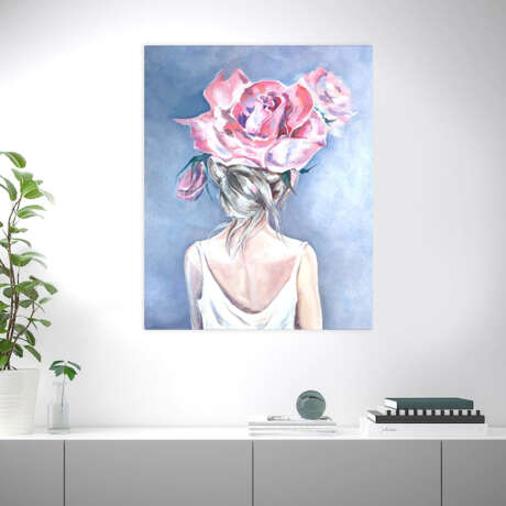 Blonde girl with roses Масло на холсте на картоне La peinture à l'huile Art abstrait женский образ Kazakhstan 2023 - photo 2