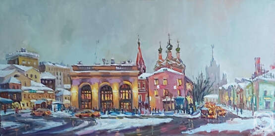 Мелодия Таганки. Рождество холст льняной Oil paint Realism Cityscape Russia 2022 - photo 1