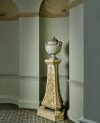 Robert Adam. A GEORGE III WHITE-PAINTED AND PARCEL-GILT PEDESTAL