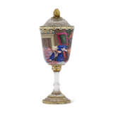 A GERMAN GOLD, ROCK CRYSTAL AND ENAMEL CUP AND COVER - фото 1