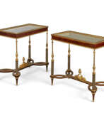 Georges François Alix. A MATCHED PAIR OF FRENCH ORMOLU-MOUNTED MAHOGANY BIJOUTERIE-TABLES