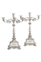 A PAIR OF GEORGE IV SILVER FOUR-LIGHT CANDELABRA