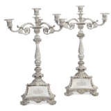 A PAIR OF GEORGE IV SILVER FOUR-LIGHT CANDELABRA - фото 1
