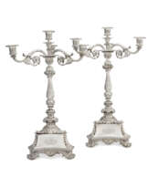 A PAIR OF GEORGE IV SILVER FOUR-LIGHT CANDELABRA