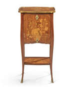 Secretary desk. A LOUIS XV ORMOLU-MOUNTED TULIPWOOD, AMARANTH, FRUITWOOD AND GREEN-STAINED MARQUETRY PETIT SECRÉTAIRE