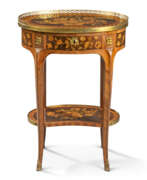 Léonard Boudin (1735-1804). A LOUIS XV ORMOLU-MOUNTED TULIPWOOD, AMARANTH, HAREWOOD, GREEN-STAINED SYCAMORE AND FRUITWOOD MARQUETRY OCCASIONAL TABLE