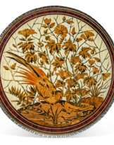 A FRENCH ORMOLU, SILVERED-BRONZE, IVORY, BRASS-INLAID, AMARANTH AND FRUITWOOD MARQUETRY GUERIDON