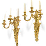 A PAIR OF FRENCH ORMOLU THREE-BRANCH WALL-LIGHTS - photo 1